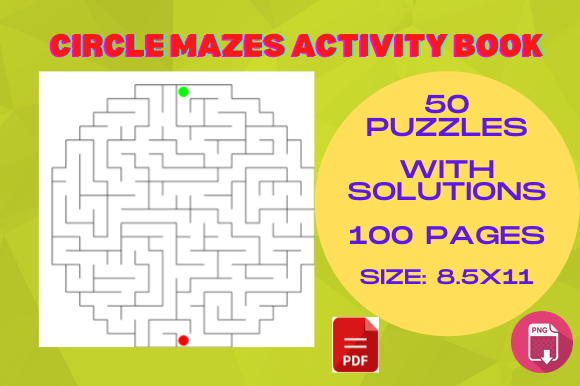 KDP 50 Circle Maze Puzzles Book: Ready-to-Print Interior